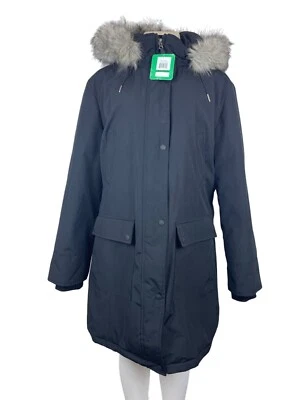 Abrigo negro con capucha de piel Andrew Marc para mujer talla XL - Nuevo Foto 1 de 4