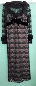 Vintage 1960s Long Black Lace Cocktail Dress - Picture 1 of 7