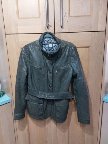 Gallotti Italian Leather Jacket, Green/ Distressed Look, Silk Lining, Size 12
