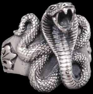 12g KING COBRA VIPER PREDATOR SNAKE 925 STERLING SOLID SILVER MENS WOMENS RING - Picture 1 of 16