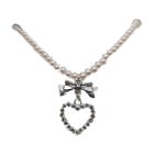 Love Pendant Necklace for Women and Girls Pearls Bead Collarbone Chain Ornament