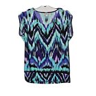 Chicos Weekends Colorful Chevron Stretchy Cap Sleeve Top Size 0 Small 4