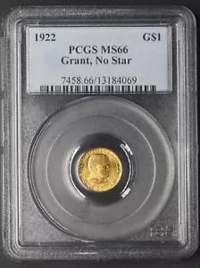 1922 Grant "No Star" Gold Dollar PCGS MS66 - COINGIANTS - - Picture 1 of 2