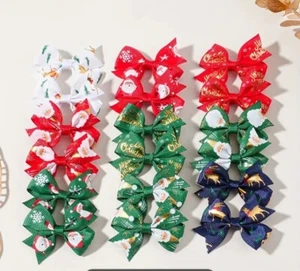 16 Pcs Girl Christmas Holiday Gift Snowflake Ribbon Hair Bows Clip Girl Hairpin - Picture 1 of 2