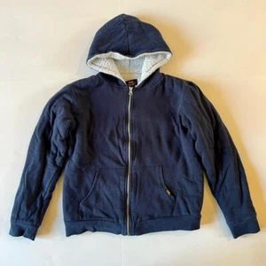 Lee Large 14-16 Navy Blue Sherpa Lined Jacket Zippered Hoodie - Picture 1 of 1