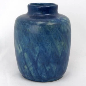 Arti e Mestieri Zanesville Vaso in ceramica blu 1920 circa - Foto 1 di 10