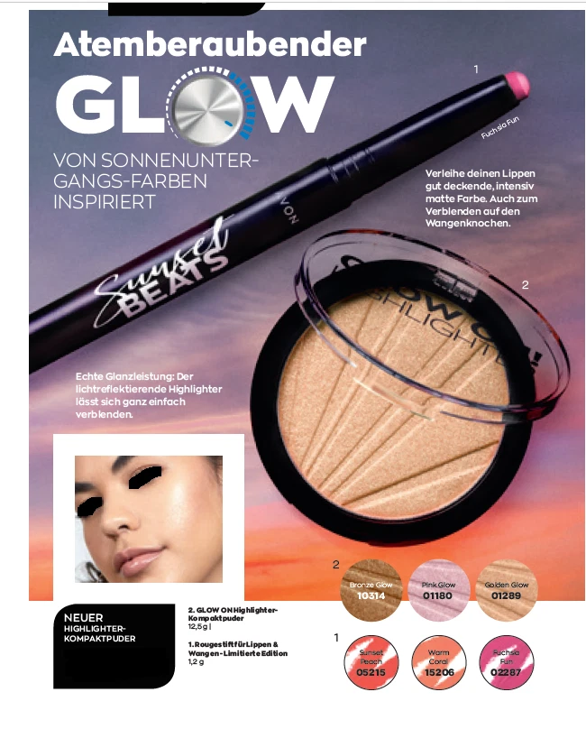 Avon Glow on  Highlighter Farbe zur Auswahl  12,5g ohne rougestift Neu - Bild 1 von 1