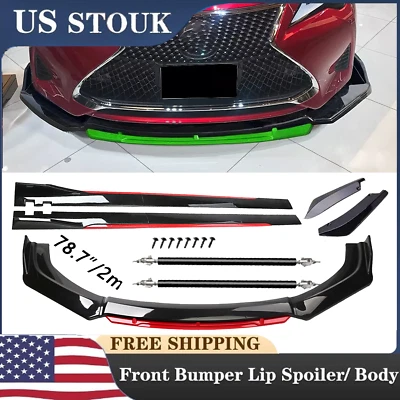 Glossy Black Look Red Front Lip Chin Bumper Side Skirt For Lexus RX350 RX450 Foto 1 de 4