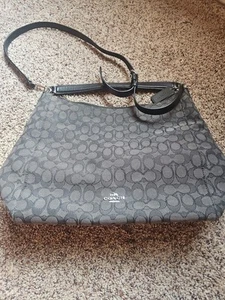 COACH East West Celeste HOBO SIGNATURE BAG Black Smoke/Black F58284 - Picture 1 of 10