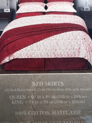 FALDA CAMA Red King 100% Algodón Encaje Plisado Esquinas Por Nobility West End Foto 1 de 4