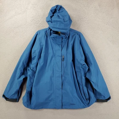 Cabelas Chaqueta de Lluvia para Mujer 2XL Azul Embalable Capucha Bolsillos con Cremallera Completa Nylon Foto 1 de 4