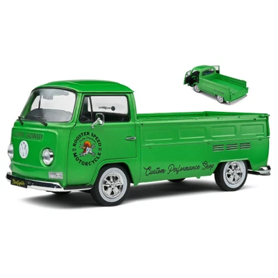 VW T2 PICK UP ROOSTER SPEED MOTORCYCLE CUSTOM 1968 GREEN 1:18 Solido Camion Mode - Immagine 1 di 3