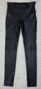 Spanx Faux Leather Leggings Women's Size Medium Black Pull On Shaping - Picture 1 of 10