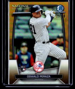 2023 Bowman Chrome National Wrapper Rookie Gold Oswald Peraza Yankees 29/50 - Bild 1 von 2