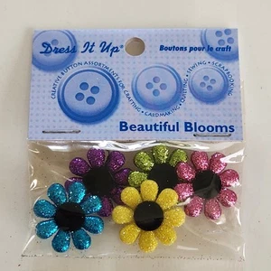 Vestire It Up Bottoni Bellissimi Fiori Glitter Jesse James Abbellimenti Gambo - Foto 1 di 2