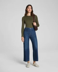 SPANX Shapewear Cropped Wide Leg Pull On Jeans mit aufgesetzten Taschen Gr. XL 20621R - Bild 1 von 12