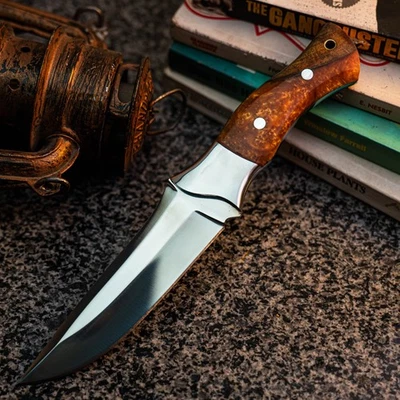 Cuchillo Damasco/Acero 9.8" Listo para Regalo Full Tang Hunt it Hunt + Funda de Cuero Foto 1 de 4