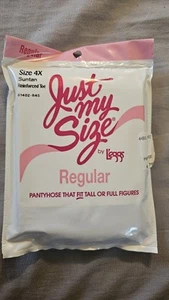 NOS Vintage Just My Size 4X Suntan Reinforced Toe Reg Pantyhose Full/Tall Figure - Picture 1 of 2