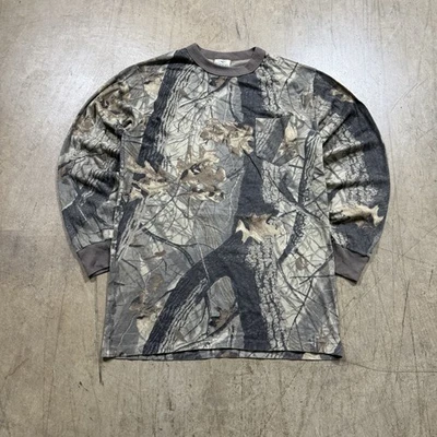 Camiseta Masculina Vintage RedHead Mossy Oak Manga Longa Grande Camuflagem Caça Anos 90 - Imagem 1 de 4
