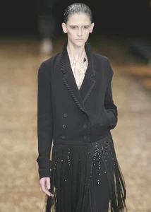 VIKTOR & ROLF Vintage Black Silk Fringe Double Breasted Blazer Jacket Coat 42 6 - Picture 1 of 5