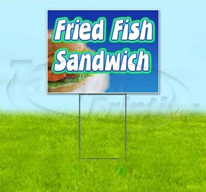 Gebratener Fisch Sandwich 18x24 Yard Schild MIT PFAHL Wellpappe Bandit GESCHÄFT ESSEN - Bild 1 von 4