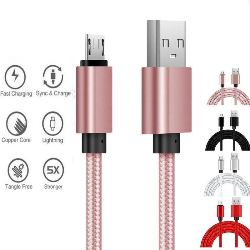 Cable de sincronización de datos cargador rápido micro USB de 10 pies para LG HTC Android Samsung Foto 1 de 4