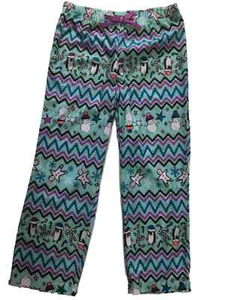 Girls Blue Gingerbread Man Tribal Print Sleep Pant Snowman Pajama Bottoms - Picture 1 of 1