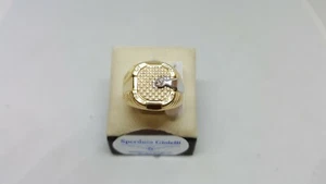 ANELLO DA UOMO IN ORO GIALLO E BIANCO 18KT 750 CON ZIRCONE 6,4 GR. N.25 (3186) - Foto 1 di 10