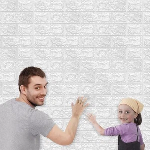 Art3d 20pcs 30.5"x27.5" Foam Faux Brick Self-adhesive White Wall Sticker - Picture 1 of 14