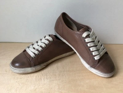 NUEVO FRYE Chambers Zapatilla Baja Juvenil 12 Marrón Gris Cuero Con Cordones Niños Zapato $169 Foto 1 de 4