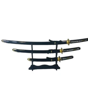 New SW Samurai Sword Set High Carbon Handmade in China Set of 3 Stand Included - Picture 1 of 12