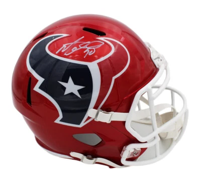 Casco Flash NFL tamaño completo de velocidad firmado por Mario Williams Houston Texans Foto 1 de 2