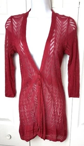 Anthropologie GUINEVERE Trifecta Cardigan Sweater Red Knit Vampire Diaries Sz S - Picture 1 of 13