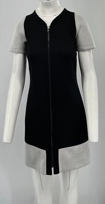 Vestido Suéter Jil Sander Azul Marino Negro Manga Corta Cremallera Completa con Mangas Grises talla 34 Foto 1 de 4