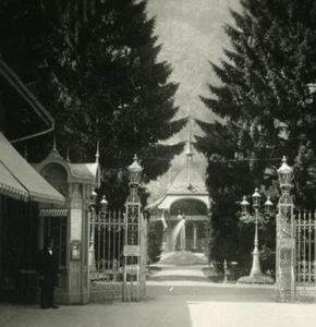 Switzerland Interlaken Kursaal Gardens Entry Old Stereo Photo 1900 - Picture 1 of 3