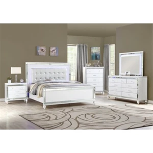 Sterling Mirror Framed Nightstand Made with Wood in White - Picture 1 of 5