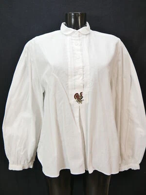 Gr.48 Trachtenbluse weiß Bluse Gede Baumwolle mit Stickerei TB8390 - Bild 1 von 4