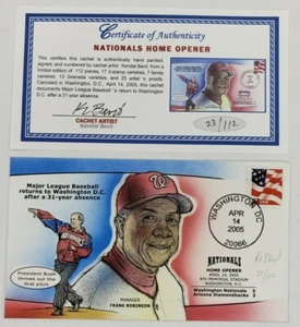 BEVIL HP WASHINGTON NATIONALS HOME OPENER 2005 COVER CACHET W/COAS RED&BLUE - Picture 1 of 6