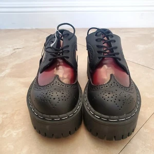 Zapatos de Plataforma Brogue Negro y Borgoña Oscuro Academia Zapato Gótico Colegiala Talla 11 - Imagen 1 de 19