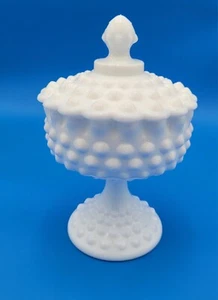 Vintage 50er Jahre Fenton Milchglas Schuhnagel 2 Stck. Süßigkeitenschale mit Fuß - Bild 1 von 5