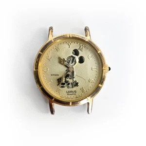 Vintage Lorus Disney Uhr Damen Mickey Mouse 26 mm goldfarben V811-1410 neue Batterie - Bild 1 von 8