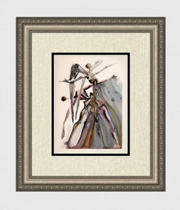Authentic DALI 1960 Divine Comedy Woodcut "Ante-Purgatory Negligence" Framed COA - Picture 1 of 3
