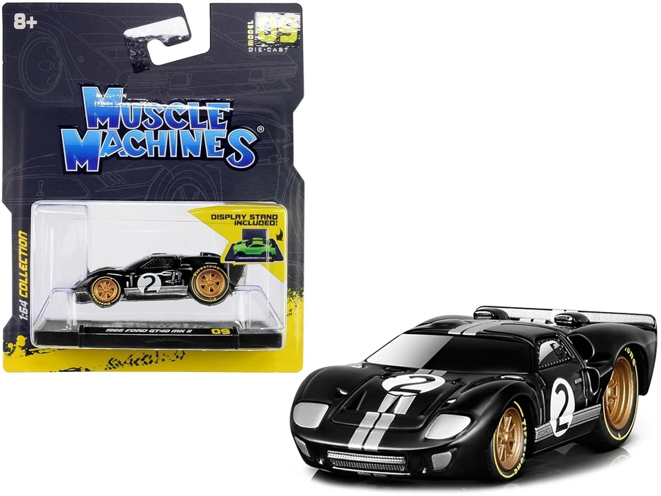 Muscle Machines 15545BK 1966 Ford GT40 MKII #2 1/64 Diecast Model Car