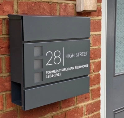 Personalised Lockable Wall-mounted Letter/Post/Mail Box, Anthracite Grey, Black - Image 1 of 4