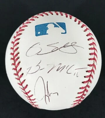 2006 Atlanta BRAVES AUTO Team SIGNED In Person BASEBALL Francoeur BRIAN McCANN  - Image 1 of 4