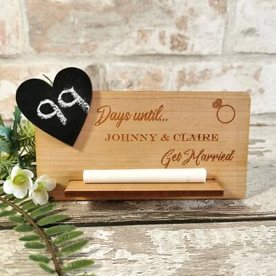 ETCH AND CUT Personalised Wedding Countdown Plaque | Engraved Chalk Plaque | Engagement Gift