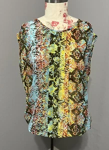 KUT FROM THE KLOTH Size S Snake Print Blouse Tank Yellow Blue Top Shirt Womens - Picture 1 of 4