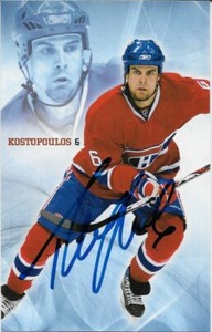 Autographed Tom Kostopoulos Montreal Canadiens Postcard 2007-08 Original
