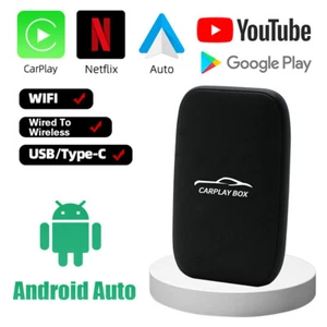 Wireless Carplay AI box Android Auto Adapter Converter w/Netflix YouTube WIFI - - Picture 1 of 11