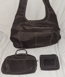 3 Piece Purse Set Snap And Zip Closure, Brown 9"×13" Clean - Picture 1 of 8